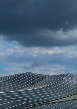 Undulating solar farm on a former landfill in Breda the Netherlands
