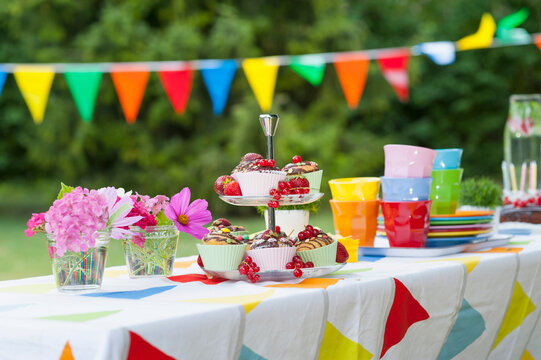 Table in garden on a birthday party