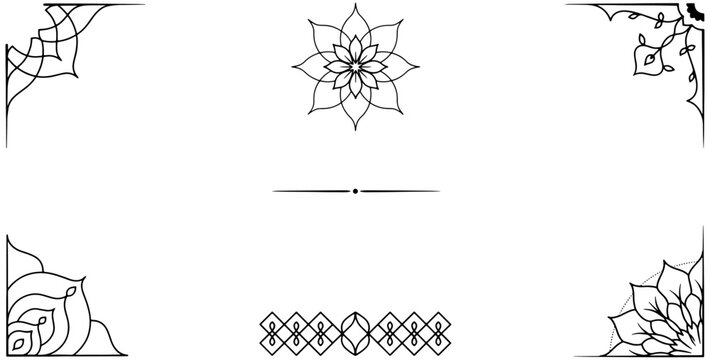 Islamic Geometric Ornament Vector Set with Minimal Arabesque Line Art