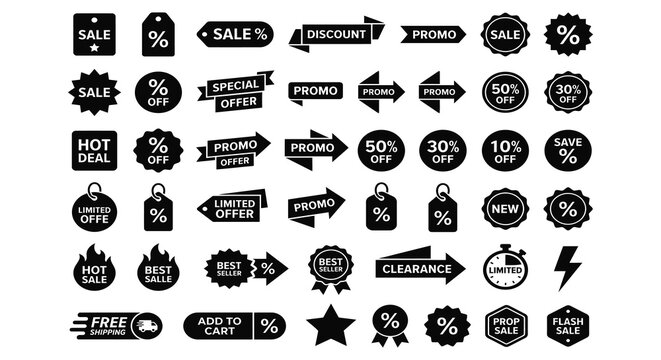 advertising, bargain, black color, clearance, coupon, discount, exclusive, flash sale, free gift, gift, hot deal, icon, limited offer, marketing, new arrival, offer, promo, promotion, sale, savings, s