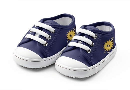 Cute Navy Sneakers Mockup For Toddlers PSD