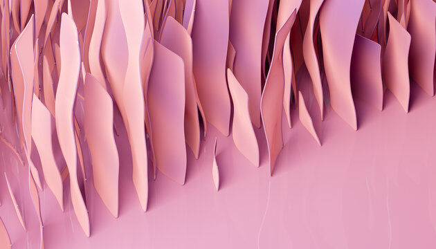 Abstract 3D rendering of pink flowing organic shape and texture