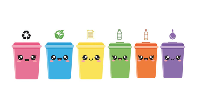Cute Recycling Bins with Faces for Waste Sorting