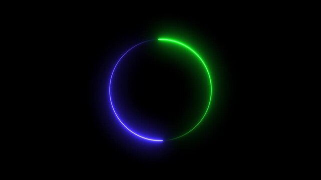 Glowing Neon with green and bule on Black Background. neon glowing animation