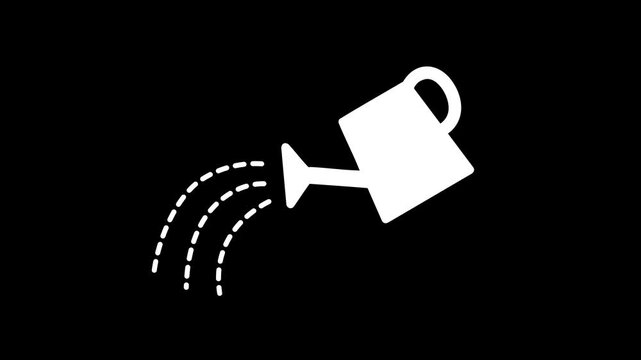 Animated Watering Can Motion Graphic. Seamless Looping Orange Watering Can Animation Pouring Water.