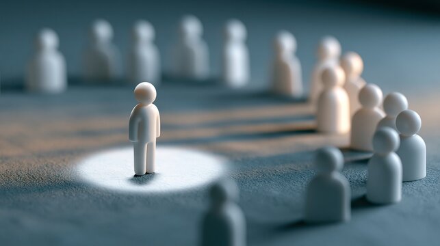 Figurine illumin&eacute;e se d&eacute;marquant d'un groupe dans un concept de leadership