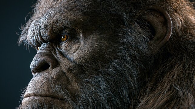 Portrait saisissant d'un primate aux yeux ambr&eacute;s dans une lumi&egrave;re douce