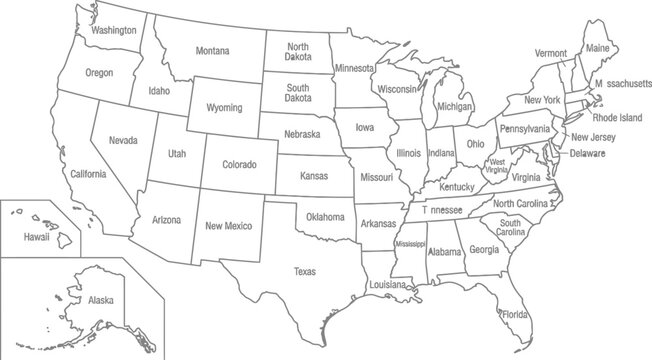 map of united states of america with all 50 states labeled  usa map