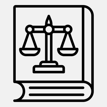 Weight scale on the book cover line icon, democracy day concept. Vector graphics. Book of law sign outline style icon mobile or web design.