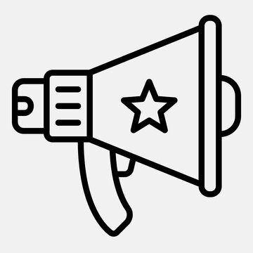 Loudspeaker line icon, democracy day concept. Vector graphics. Megaphone of voter sign outline style icon mobile or web design.
