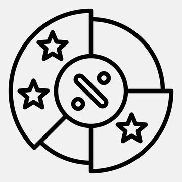 Pie chart line icon, democracy day concept. Vector graphics. Vote share ratio sign outline style icon mobile or web design.