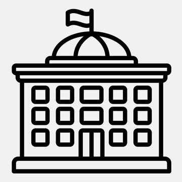Presidium building line icon, democracy day concept. Vector graphics. House of congress sign outline style icon mobile or web design.