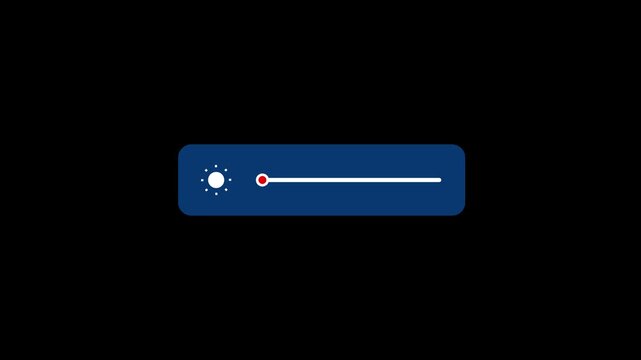 Animated Brightness Slider Icon, Screen Light Adjustment UI Concept. Brightness Bar Icon Animation on black Background