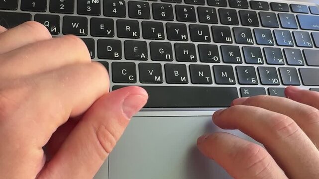 Close-up video of a laptop keyboard used for work, communication and digital tasks. Technology and productivity concept representing modern office, remote work and everyday computing.