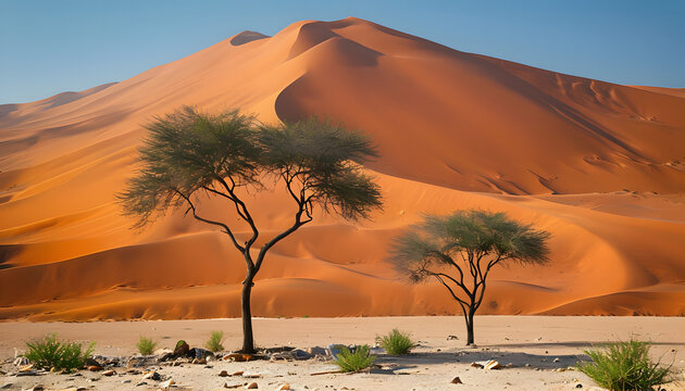  Serene Desert Landscape with Acacia Trees 