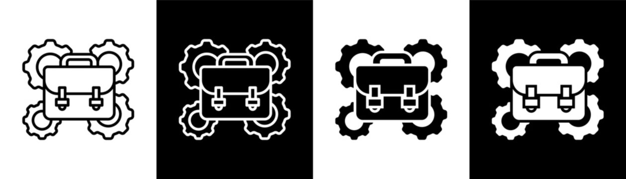 Implementation white and black icon set design