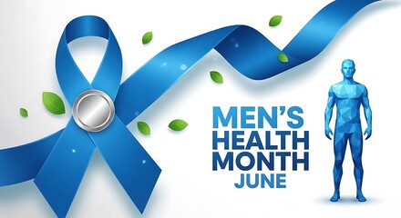 Fototapeta premium Men's health month june 2026 blue ribbon awareness