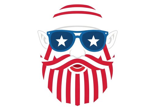 Patriotic uncle sam face with sunglasses illustration