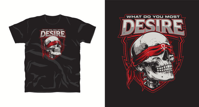 Tshirt design featuring a blindfolded skull with ankh symbol.