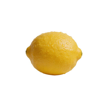 Fresh Yellow Lemon Fruit with Water Droplets Isolated on White Background