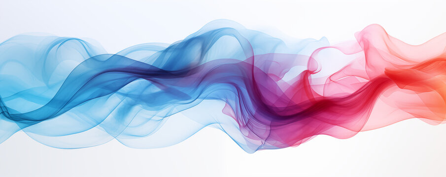 Interlacing blue and magenta translucent waves across a minimalist backdrop