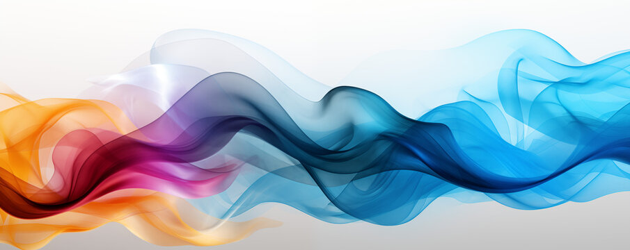 Contrasting translucent color streams weaving through a minimalist composition