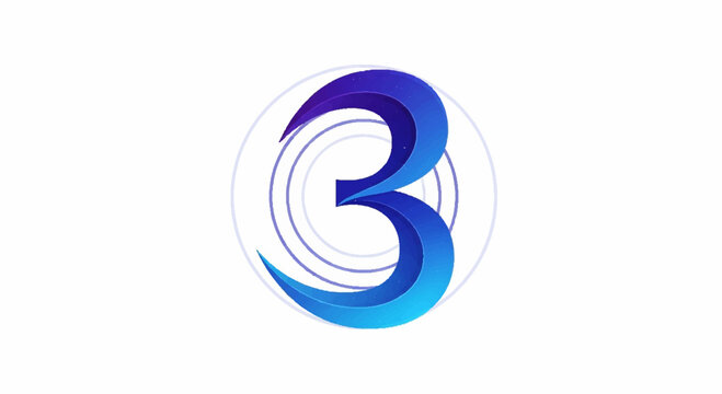 A blue number three logo with swirling lines is displayed on a white background.