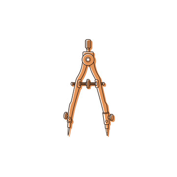 Mechanical Drafting Compass Retro Line Art