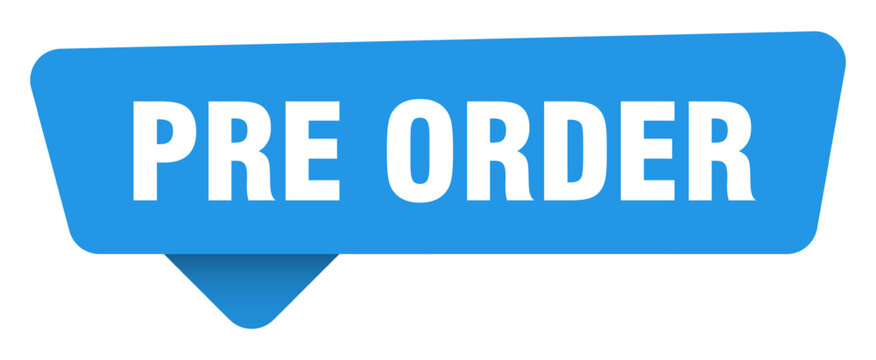 pre order sticker. pre order blue sign isolated on transpatent background