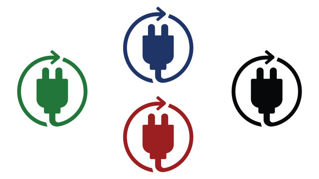 Plug icon vector design elements with circular rotating arrows