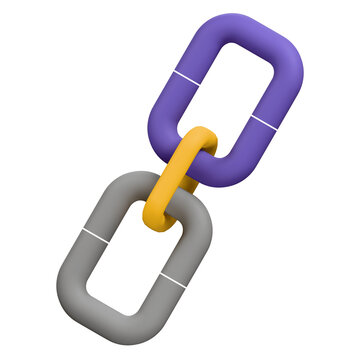 Three Interlocked Colorful 3D Chain Links Representing Connection and Unity.