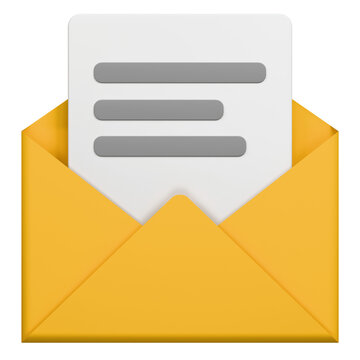 Open yellow envelope with white paper document inside.