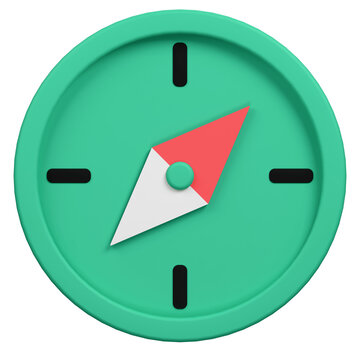 Minimalist 3D Compass Icon for Navigation and Travel Concepts.