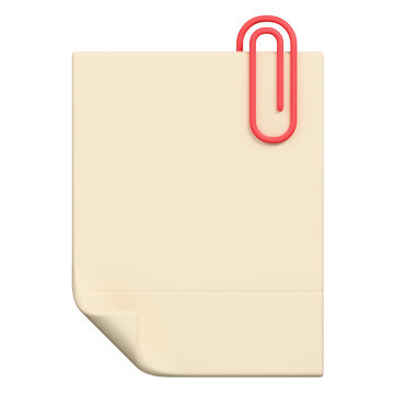 Blank paper sheet with a red paperclip attached.