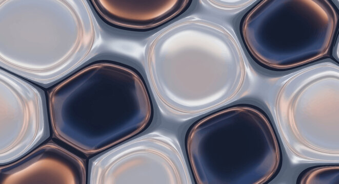 Abstract metallic cells with iridescent reflections, close-up macro texture