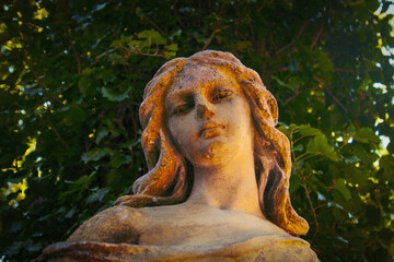 Obraz premium Melancholic angel statue gazing downward in quiet contemplation.