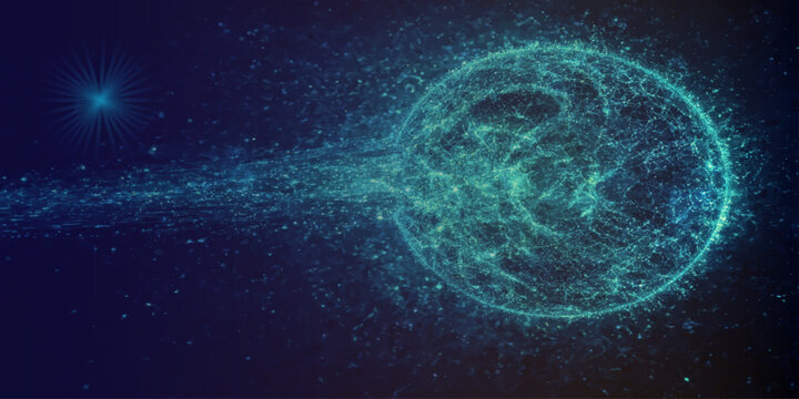 Abstract digital energy orb with glowing particles abstract particles technology futuristic universe connection illustration radiation innovation creative background particle.