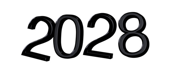 Bold black 2028 rendered in 3D, perfect for new year greetings, resolutions, and futurist © vegefox.com