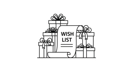 Fototapeta premium Gift boxes with wish list paper.