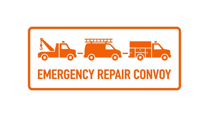 Fototapeta premium Emergency Repair Convoy: Tow Truck, Service Van, and Fire Truck Icons