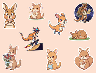 CUTE CARTOON KANGAROO STICKER EPS © Rabia