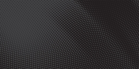 Naklejka premium Abstract dark gray halftone background with dynamic wave patterns. Modern monochrome vector texture for technology banner, corporate cover, and backdrop.