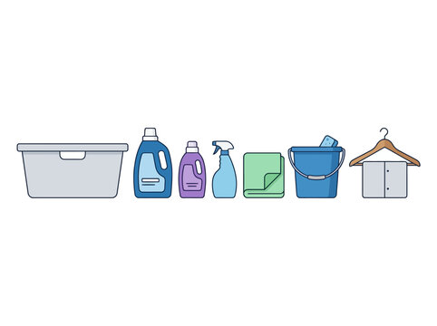 cleaning tool set%3A mop  broom  bucket  trash can  water tank  vacuum cleaner