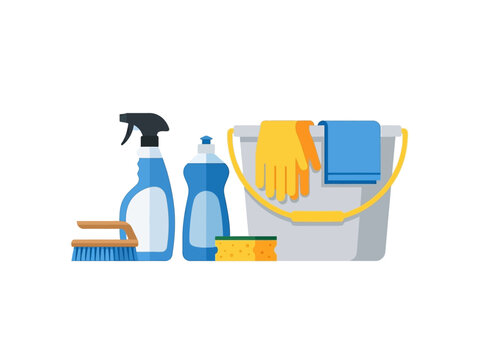 cleaning tool set%3A mop  broom  bucket  trash can  water tank  vacuum cleaner