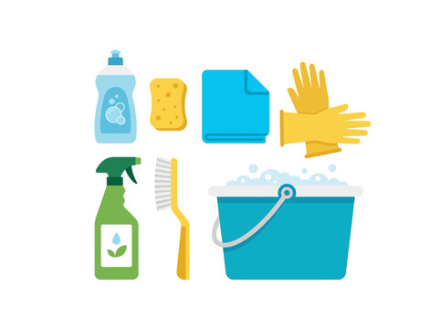 cleaning tool set%3A mop  broom  bucket  trash can  water tank  vacuum cleaner