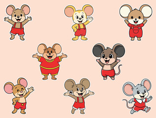 Obraz premium CUTE MOUSE CHARACTER STICKER