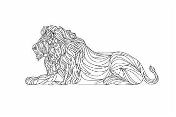 Fototapeta premium Lion drawing sketch animal.