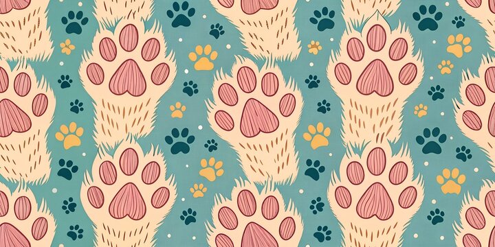 seamless easter pattern of lion  paw 