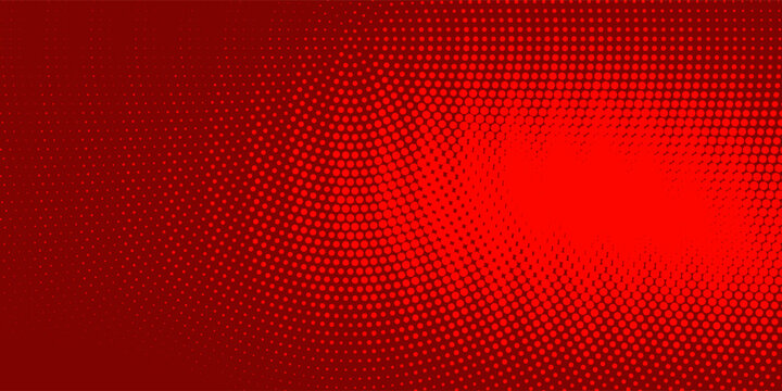 Abstract dark red background with creative bright halftone dot gradient waves. Clean premium vector design template for superhero banner and digital wallpaper.
