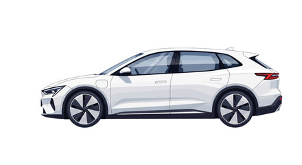 Fototapeta premium Modern White Electric SUV Car Profile View Isolated White Background Vector